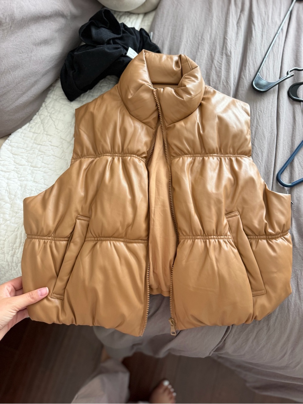 Love Tree Camel Tan Puffer Vest - Sleeveless Quilted Vest